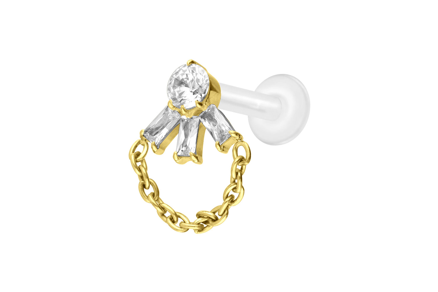 PTFE Labret Piercing mit Innengewinde + Titan-Aufsatz LOTUSBLÜTE + KETTE